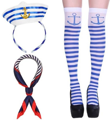 Cadimus 3 Pièces Couvre-chef de Marin, Bandeau de Cheveux de Marin, pour le jeu de Rôle de Carnaval Halloween