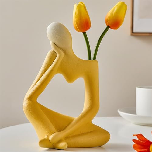 Deco Soggiorno Moderno Corpo Vasi Per Erba Di Estetico Faccia Di Libro Fiore Vaso Ceramica Libro Tulipano Vaso Scultura Deco Fiore Moderno Giallo 19 Cm Vasi