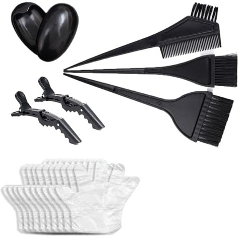 klahh Strumenti per la colorazione dei capelli Kit fai da te Salon Strumenti per la colorazione dei capelli Set 3 pezzi Pennello per colorare i capelli 2 fermagli per capelli 30 guanti 2 pezzi