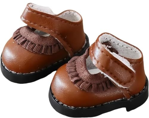 1 paio di scarpe per bambole da 15 cm e 17 cm, accessori per bambole americane, abbigliamento per bambole, set di scarpe di ricambio (scarpe in pizzo E, marrone)