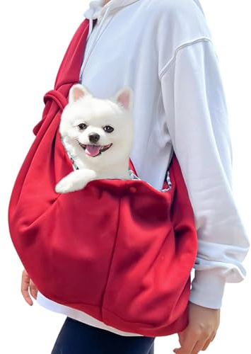 LINTRA Borse per Cani, Poliestere Marsupio Cane, Carico Massimo 7,5 kg, Bordeaux Marsupio per Gatti, con Bottoni Automatici, per Attività All'aperto e Passeggiate