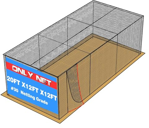 Professional Square Batting Cage Net – Heavy-Duty Baseball & Softball Training Net | Multiple Sizes (35FT/55FT/70FT) | Durable & Easy to Install