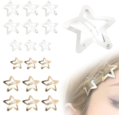 ZAKTUS 32 fermagli per capelli a forma di stella, in metallo, graziosi, piccoli, antiscivolo, bambina, mollette capelli donna, accessori per capelli bambina, forcine (3 cm, 4 cm) (Oro, Argento)