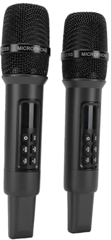 Bewinner a Doppio Microfono Wireless a 2,4 GHz, Set di Microfoni Dinamici Palmari Ricaricabili Type-C con Ricevitore, Senza Fili per Karaoke Domestico, Streaming Live, Canto, Feste