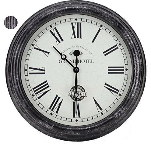 Smart Garden Biarritz Black Silver Wall clock 12 30cm Indoor And Outdoor