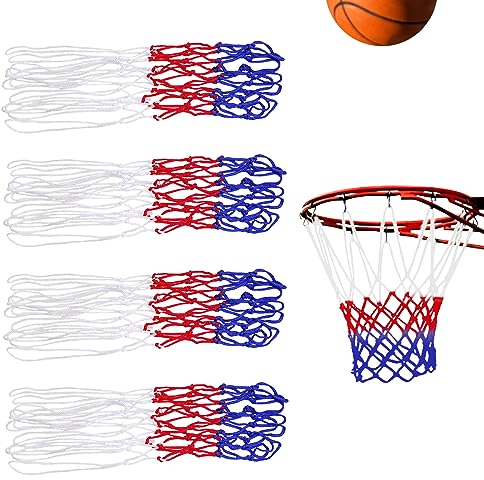 SKHAOVS 4 Stück Basketballnetz, Profi Basketballnetz, Universal Basketball Netz, Wetterfest Ballnetz, Basketball Ersatz Netz, Hochleistungs Basketball Netz,12 Loch, für Outdoor Indoor Sports