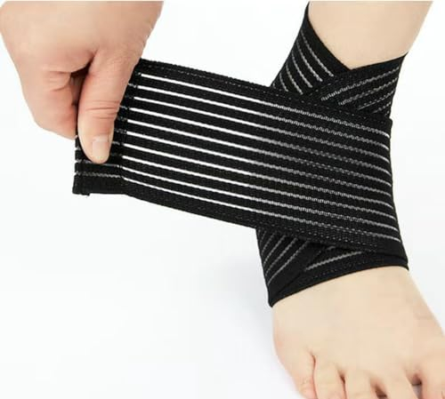 GUTEINTE Fascia Bendaggio Caviglia, Supporto per Caviglie Deboli, Slogature, Stabilizza i Legamenti, Allevia il Gonfiore del Dolore, Regolabile con Strappo, nero (2)