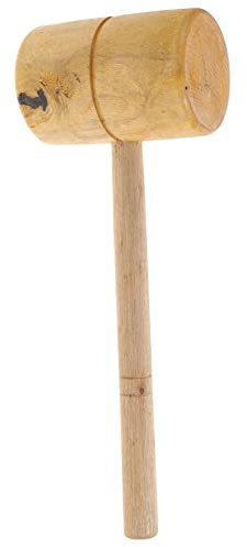 Veemoon Mallet Lightweight Wooden Tool with High Hardness Synthetic Material and Khaki Colour, Large Wooden Mallet for Woodworking, Flooring Hammer and Camping Applications