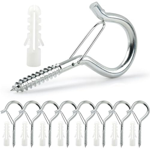 CENBEN 10 Stück M6 Schraubhaken mit Sicherung,Deckenhaken Schwerlast mit Schrauben,Haken zum Schrauben,Edelstahl Hakenschrauben für Hängematten Aufhängen Lichterketten Pflanzenkörben Markisen