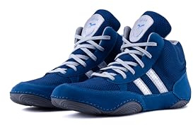 SEGA QUIVE Ring Wrestling Shoes, High Top Pro Wrestling & Boxing Shoes, Light Blue & Black, Boxing Boots (Dark Blue, UK Footwear Size System, Adult, Men, Numeric, Medium, 11)