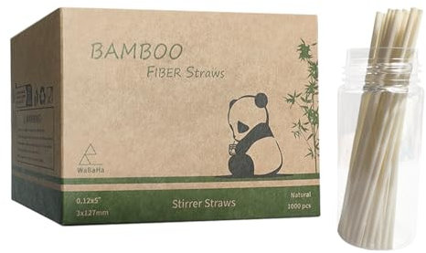 1000 Biodégradables Paille en Bambou Cafés et Boissons Courtes 3 x127 mm, Touillette Cafe Agitateurs à Café en Bambou Jetables pour Cocktail