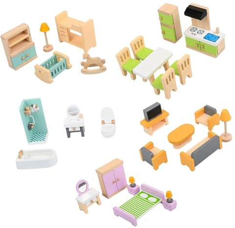 Sharplace 27 Teile Puppenhaus Möbel Set für Kinderzimmer und Spielbereich