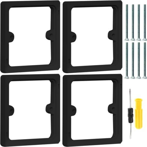 Acmerota 4Pcs Single Socket Spacer Socket Surround 10mm Black Back Box Extender Stackable Square Spacer Frame Back Box Plate for Light Switches Pattress Box Increased Installation Space