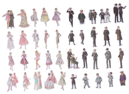 JOINPAYA Autocollants pour Scrapbooking Personnages Vintage, Papier Décoratif, 2 Packs de 40 Feuilles, pour Journal et Album Créatif