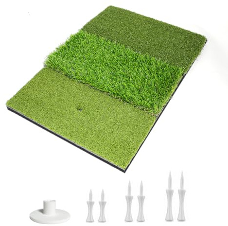 Golf Hitting Practice Foldable Mat Three Lawn Set 24x16''(60x40cm) Portable with Tees Indoor Outdoor