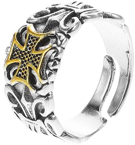 CLISPEED Anillo Superficie Lisa para Hombre Ajustable Cruzado de Aleación de Zinc y Diseño Vintage Estilo Punk, Ligero y Elegante para Uso Diario