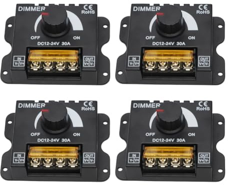4 unidades de regulador de intensidad LED CC 12 V 24 V, tira de luz LED, regulador de intensidad PWM, controlador de tira, regulador de brillo para banda de luz