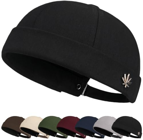 Homme Docker Bonnet Casquette Neuf Urban Style Bord Roulé rétro Travailleur Marin Unique Street décontracté Cap Casquette Docker Bonnet Unique Street Décontracté Brimless Chapeau Beanie Baseball Cap