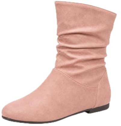 GemChve Bottines Slouch Femme à Bout Rond – Confortables Bottines Cheville Plates, Courtes Souples 36-43 EU