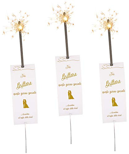 Scintille Luminose per Matrimonio e Cartoncini con Frase. Stelline Scintillanti per Effetto Speciale Taglio Torta Nuziale Sposi. Idee Originali Decorazioni (40 Pezzi)