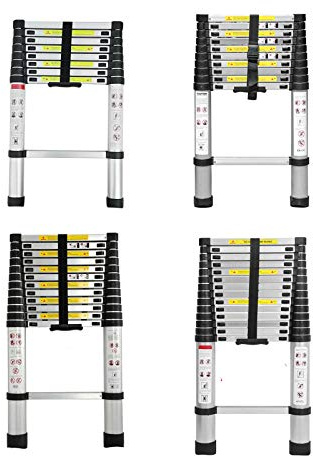 Escalera telescópica multiusos para suelos de tejado, techos de escalada, uso de oficinas, construcción, escalera extensible de aluminio, peldaños antideslizantes, soporta hasta 150 kg