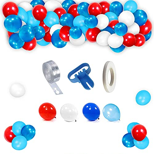 Kit di ghirlande per palloncini in lattice, accessori per feste, blu, rosso, bianco con nastro, nastro blu e bianco, per fest e, matrimoni, Feste di compleanno