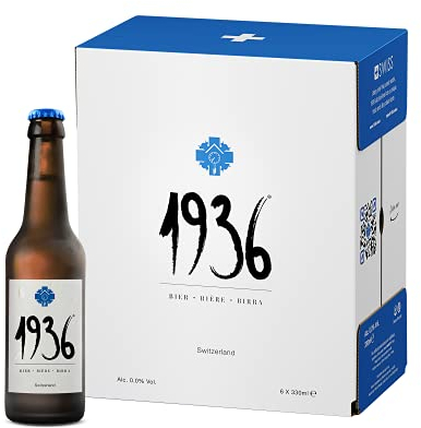 1936 Bière 0.0% - Alcohol Free Premium Lager from the Heart of the Swiss Alps - Perfect Beer Gift Set - (6 x 330ml Bottles)