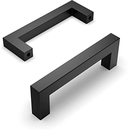 Amerdeco 10 Stück Möbelgriffe Edelstahl Schwarz Schrankgriffe Küchengriffe 96mm Lochabstand Schubladen Griffe Schubladengriffe Griffe für Küchenschränke Kleiderschrank