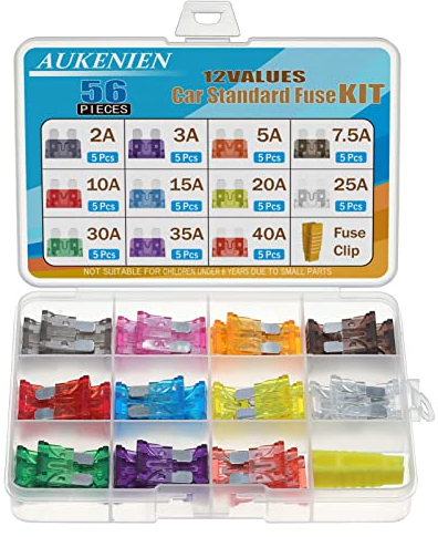 AUKENIEN KFZ Sicherungen 2A 3A 5A 7.5A 10A 15A 20A 25A 30A 35A 40A Standard Autosicherungen Set Autosicherung Flachsicherung Stecksicherungen Sicherung für Auto Wohnmobil PKW LKW Motorrad