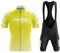 FFFF & OLFEH Radtrikot Set Herren Kurzarm, Herren Fahrradtrikot Set, Atmungsaktiv Und Schnelltrocknend für MTB Rennrad Fahrrad Jersey + Trägerhose/Radlerhose für Radsport (Gelb,6XL)