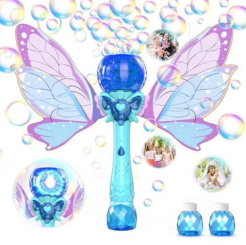 PANACARE Bacchetta Automatica per Bolle Luminose a Farfalla per Bambini - Produce 10000+ Bolle/Minuto, Adatta per Giochi e Feste all'Aperto e Regali di Compleanno