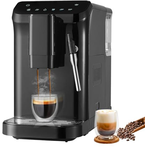 VEVOR Kaffeevollautomat Automatische Espressomaschine, 20 Bar automatische Kaffeemaschine mit Aufschäumer, Dampfdüse, eingebauter Mühle und 15-stufigen Mahleinstellungen, mit 1,5 l Wassertank