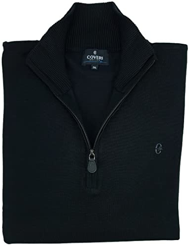 Coveri Maglia Maglione a Lupetto Uomo Mezza Zip Collo Alto con Cerniera M L XL XXL XXXL (IT, Testo, 3XL, Regular, Regular, Nero)