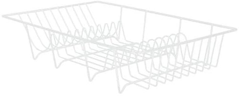 ReWu Geschirrabtropfkorb - Weiß - Abtropfgestell Geschirr Geschirrablage Korb Metall Abtropfschale Abtropfgitter Küchenaccessoire 48 x 30 cm
