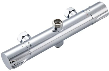 Ulytid Miscelatore Termostatico Doccia Con 2 Uscite, Miscelatore Doccia Rubinetto Bagno, Uscita Superiore 3/4 BSP (26.4mm) e Uscita Inferiore 1/2 BSP (21mm), Rotondo Cromato