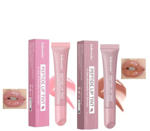 2PCS Moisturizing Natural Lip Balm (Pink & Rose Grey), Nourishing Tinted Lip Oil for a High Glossy Look, Intense Moisturizing Peptide Lip Gloss, Lip Care for Dry Lips - Hydrating& Brightening, Unisex