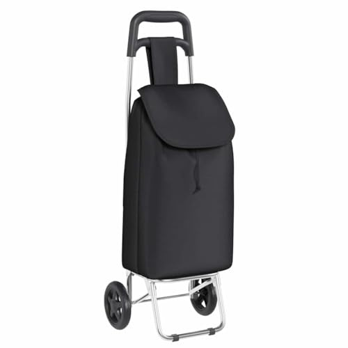 vidaXL Trolley de Shopping Noir 35 x 28 x 92 cm Tissu Oxford, Chariot de Course Portable, Moderne et Durable, Compact, Pliable, léger, résistant à l'eau, Parfait pour l'intérieur