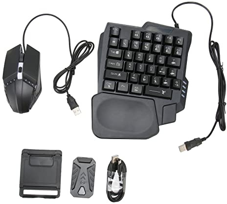 Ejoyous Gaming Keyboard and Mouse Combo, 4 in 1 Mobile Game Combo Pack Mobile Gamepad Controller, Backlit Keyboard, Mouse Converter