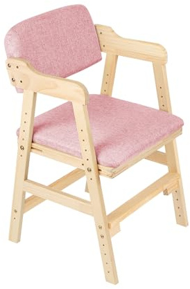 Hochstuhl, höhenverstellbarer Lehrstuhl, Stabil & Sicher bis 70 kg Holzhochstuhl für kinder von 2 bis 12 Jahren Buchenholz Kinderstuhl, für Kinder und Erwachsener-48 x 46 x 78 cm – Rosa