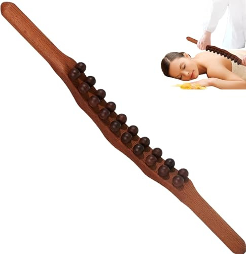 Gua Sha Outil De Thérapie Du Bois Avec 20 Perles Pour Drainage Lymphatique Muscle Relaxation Outil De Massage Pour Nuque Dos Abdomen Jambes Bras Et Cuisse (A)
