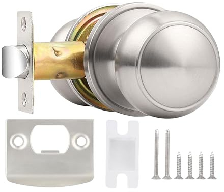 Generisch Juego de cerradura para puerta de casa, repuesto para tirador de puerta exterior, pomo giratorio sin llave, repuesto para apartamento, casa, escuela, habitación infantil, interior y exterior