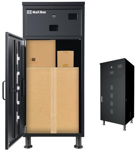 Paketbriefkasten Xxlstahl Mit Zeitungsfach850x400x400mmzwei SchlöSser, HöHenverstellbare Basis, Diebstahlgesicherte Montage. Regen- Und .Sehr GroßE Pakete ObenbefüLlen StäNder-Schwarzgrau.