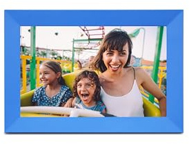 Denver PFF-1023BU – Digital bildram WLAN 10,1 tum med FRAMEO-app – IPS-pekskärm, 16 GB minne, foton och videor via smartphone – digital fotoram för familj och äldre