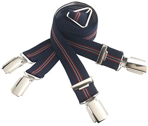 LINDENMANN Hosenträger Herren, X-Form, 25 mm, Stretch, XXL, marine-rot, 7555-330, Größe/Size:110, Farbe/Color:blau