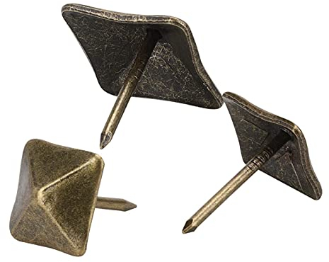 50 Uds Tachuelas para tapicería, latón Tachuelas para muebles cabeza grande cuadrada Clavos para tapicería Clavos para sofás Clavos decorativos Clavos decorativos para muebles, 12x18mm