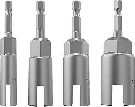 4 Stück (1/4 Zoll) Sechskant-Schaft-Nuss-Treiber-Bit-Steckschlüssel-Set, Schlitz-Flügelmutter-Schraubenschlüssel-Set, Plattenmutter-Schraubenauge, C-förmige Haken-Schraube (10mm,11mm,16mm,18mm)