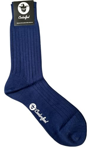 COOLORFOOL Chaussettes homme femme fil d'écosse de luxe - fines et douces 100% coton bleu moyen abysse T43 /45