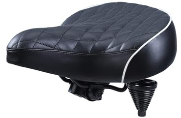 Black Color Beach Cruiser Bike Seat,Comfortable Extra Wide Suspension Bike Seat,Bike Seats for Heavy Riders,Electra Bike Seat Replacement for Men and Women.