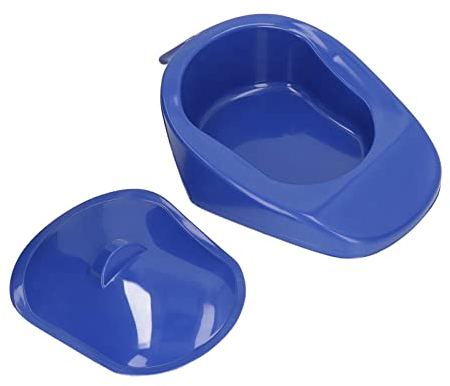 Fafeicy Padella in Plastica Portatile Resistente, Padella per Pazienti Costretti a Letto con Manico del Coperchio per Donna Incinta(Blu Scuro)