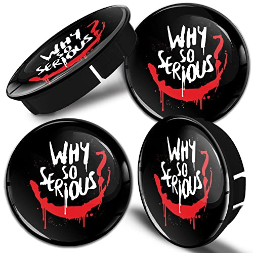 Biomar Labs 4 x 60 mm/55 mm universell plastnavkapslar, fälgkåpa, navkapslar, navkapslar, navkapslar, Why So Serious ? Svart Autotuning C 81